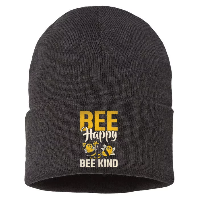 Bee Happy Bee Kind Bee Sustainable Knit Beanie