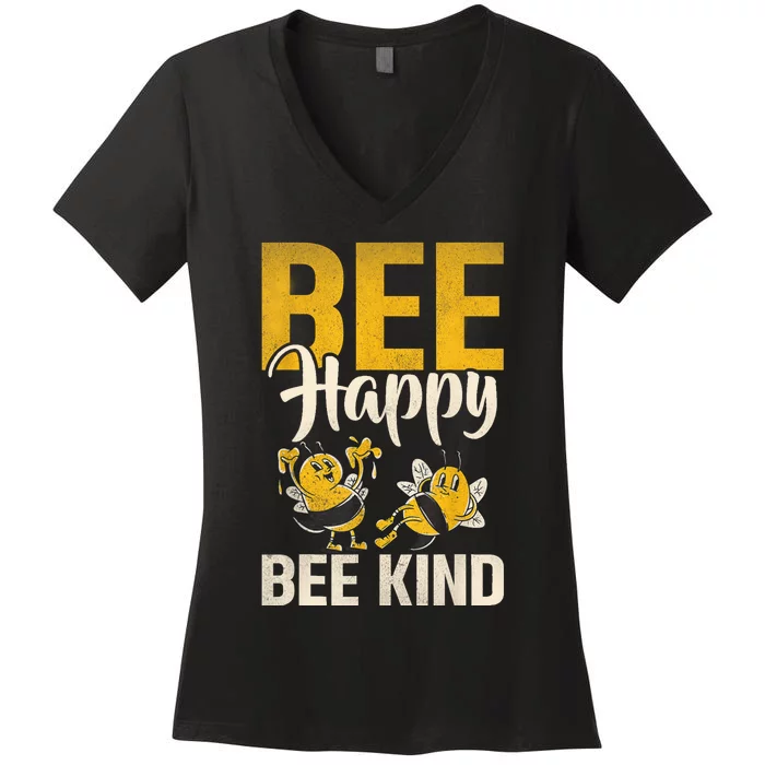 Bee Happy Bee Kind Bee Women's V-Neck T-Shirt