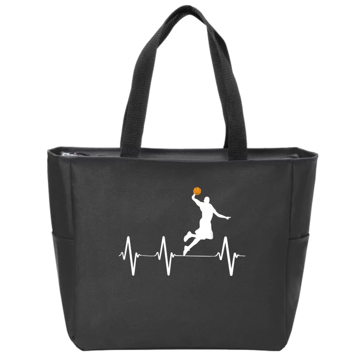 Basketball Heartbeat Zip Tote Bag