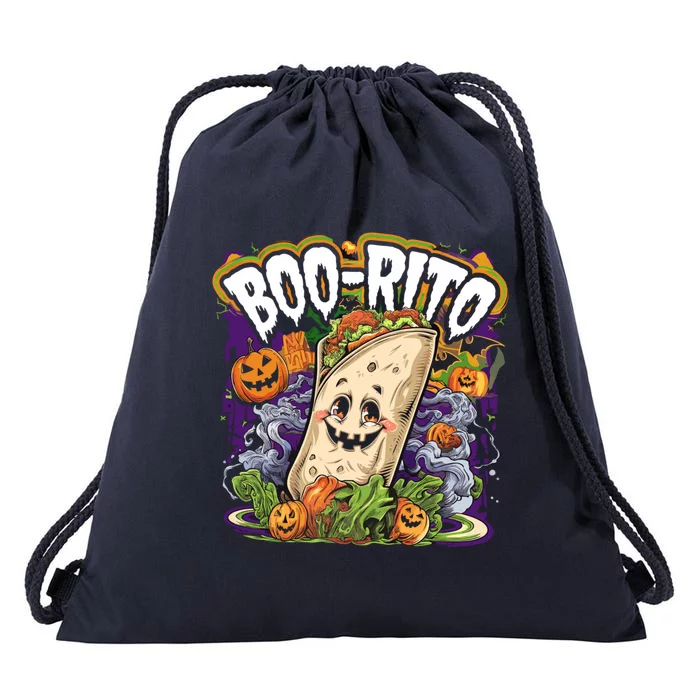 Boorito Halloween Burrito Cute Ghost Pumpkin Funny Gift Drawstring Bag