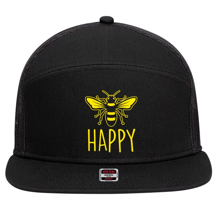 Bee Happy 7 Panel Mesh Trucker Snapback Hat