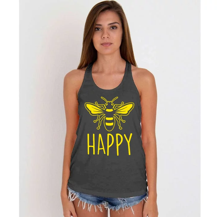 Bee Happy Women's Knotted Racerback Tank