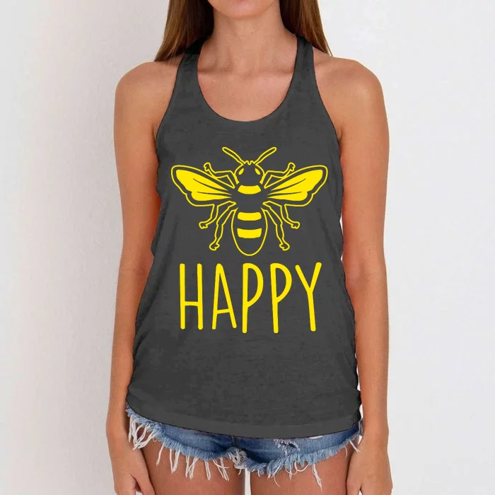 Bee Happy Women's Knotted Racerback Tank