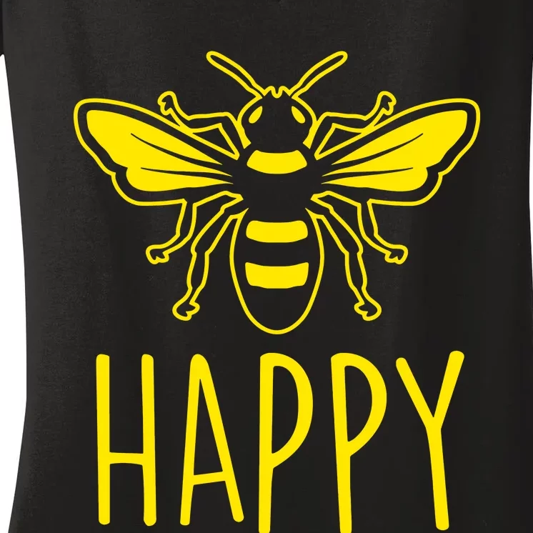 Bee Happy Women's V-Neck T-Shirt