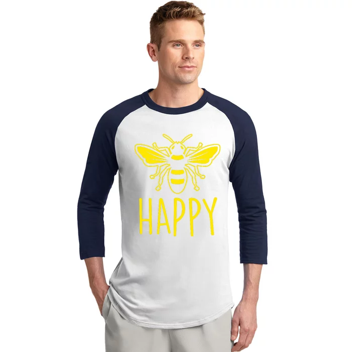 Bee Happy Baseball Sleeve Shirt