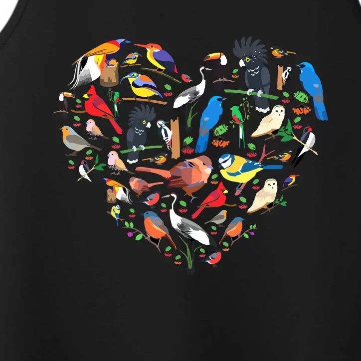 Bird Heart Birding Bird Watching Birder Bird Watcher Performance Tank