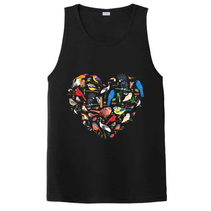 Bird Heart Birding Bird Watching Birder Bird Watcher Performance Tank