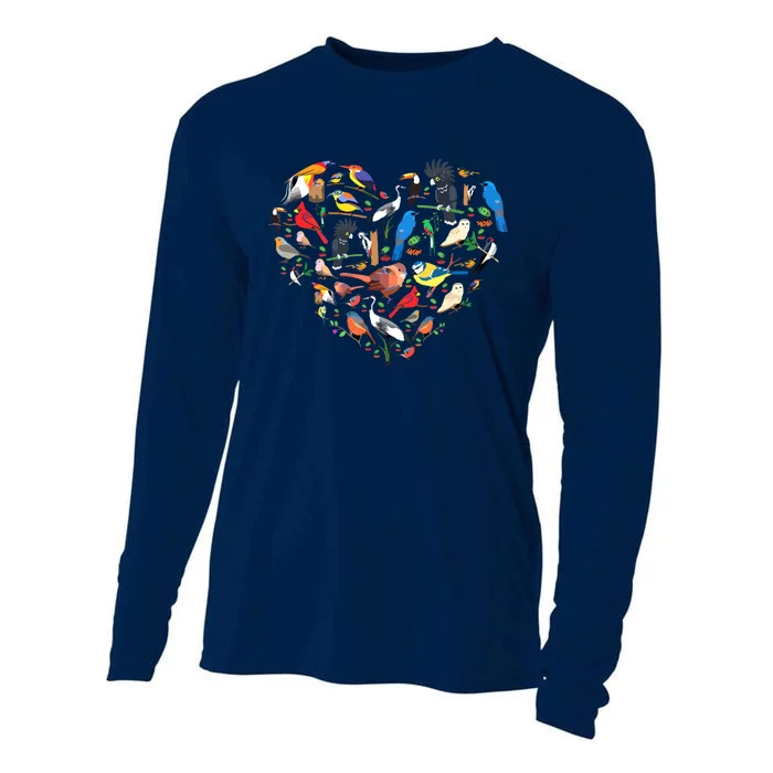 Bird Heart Birding Bird Watching Birder Bird Watcher Cooling Performance Long Sleeve Crew