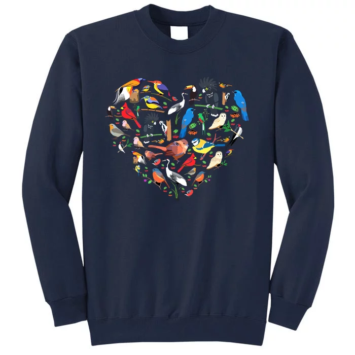 Bird Heart Birding Bird Watching Birder Bird Watcher Tall Sweatshirt