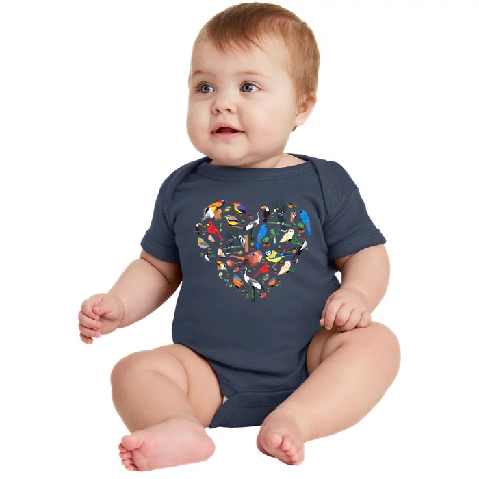 Bird Heart Birding Bird Watching Birder Bird Watcher Baby Bodysuit