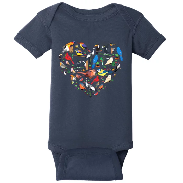 Bird Heart Birding Bird Watching Birder Bird Watcher Baby Bodysuit