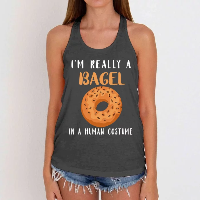 Bagels Hu Costume Baker Baking Bagel Lover Bagel Gift Women's Knotted Racerback Tank