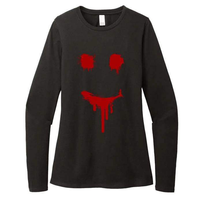 Bloody Halloween Costume I Blood Splatter Smile Womens CVC Long Sleeve Shirt