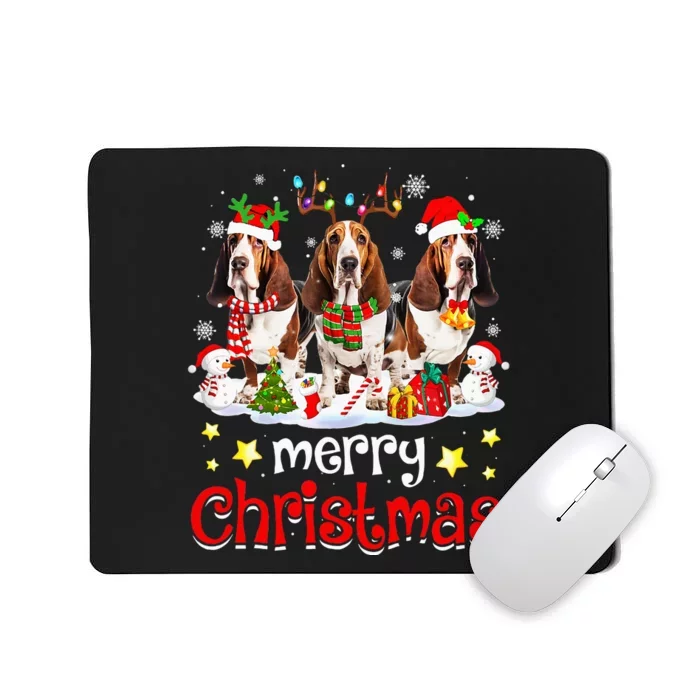 Basset Hound Christmas With Decorations Xmas Mousepad