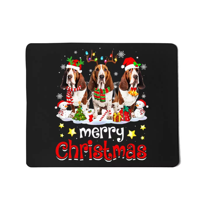 Basset Hound Christmas With Decorations Xmas Mousepad