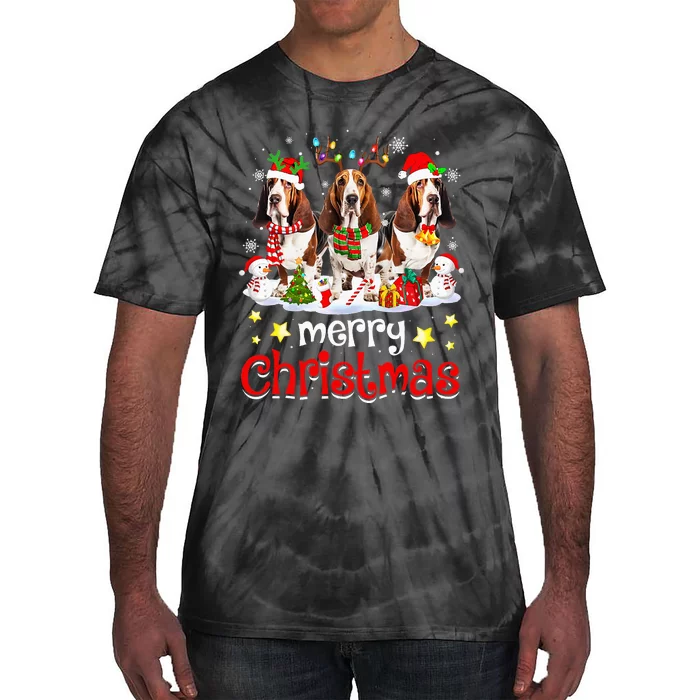 Basset Hound Christmas With Decorations Xmas Tie-Dye T-Shirt