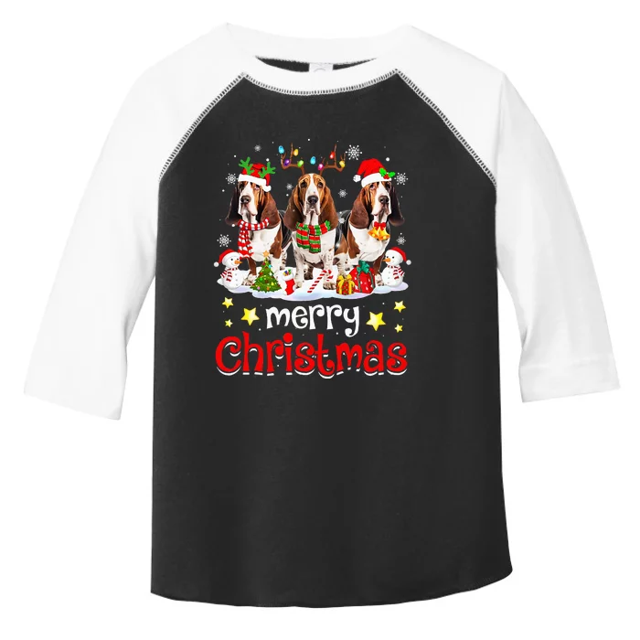 Basset Hound Christmas With Decorations Xmas Toddler Fine Jersey T-Shirt