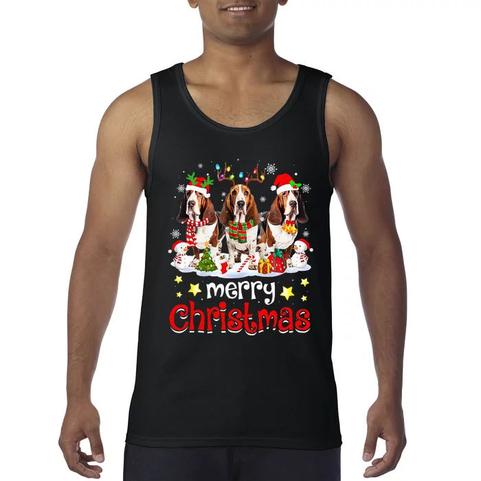 Basset Hound Christmas With Decorations Xmas Tank Top