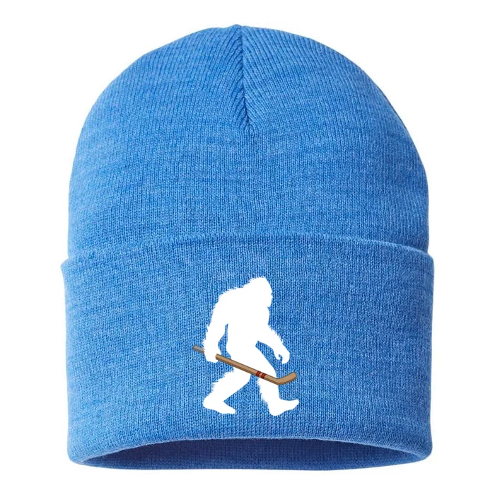 Bigfoot Hockey Cryptid Sasquatch Sport Player Gift Sustainable Knit Beanie