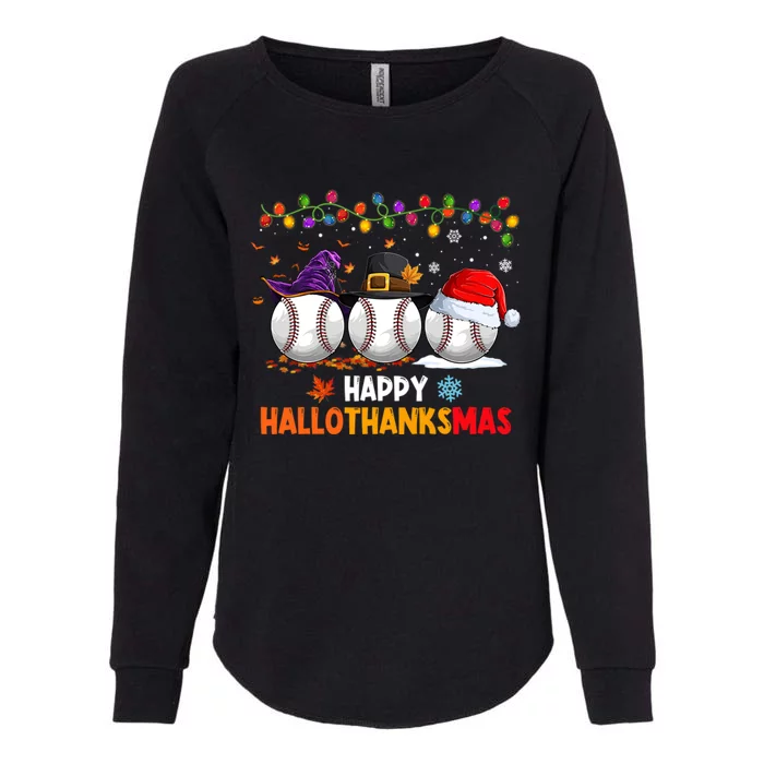 Baseball Halloween Christmas Thanksgiving Hallothanksmas Great Gift Womens California Wash Sweatshirt