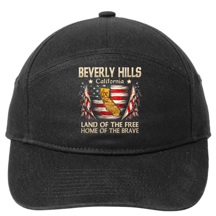 Beverly Hills California Usa Flag 4th Of July 7-Panel Snapback Hat