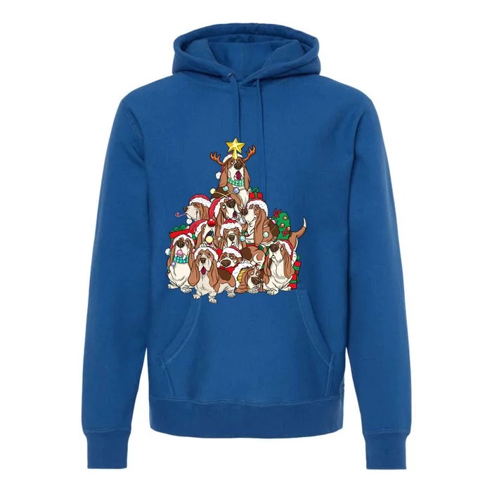 Basset Hound Christmas Dog Tree Dog Santa Xmas Funny Gift Premium Hoodie