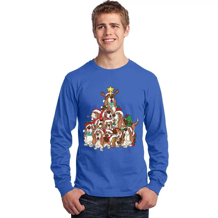 Basset Hound Christmas Dog Tree Dog Santa Xmas Funny Gift Tall Long Sleeve T-Shirt