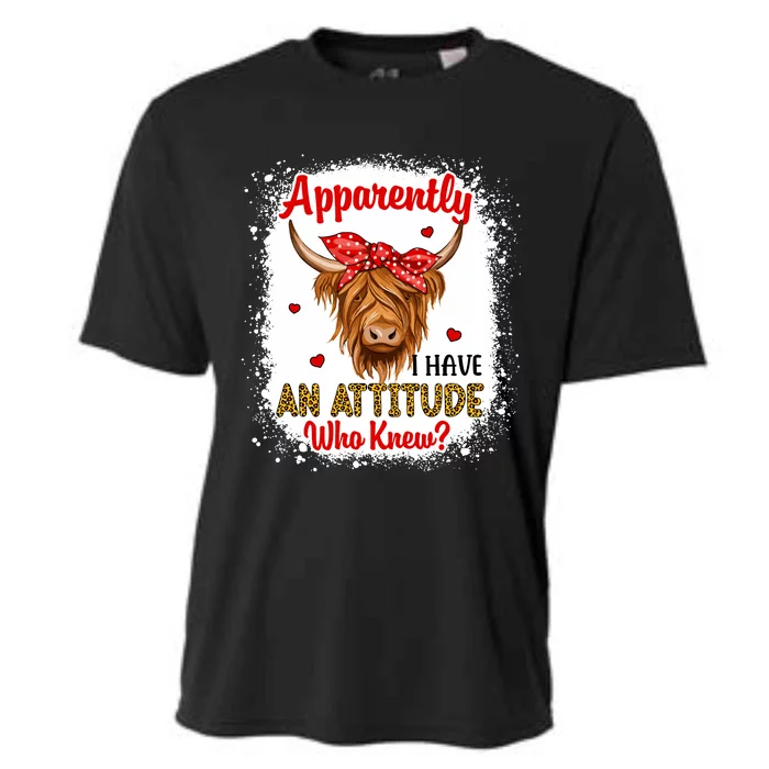 Bleached Highland Cow Apparently I Have An Attitude Who Knew Cooling Performance Crew T-Shirt