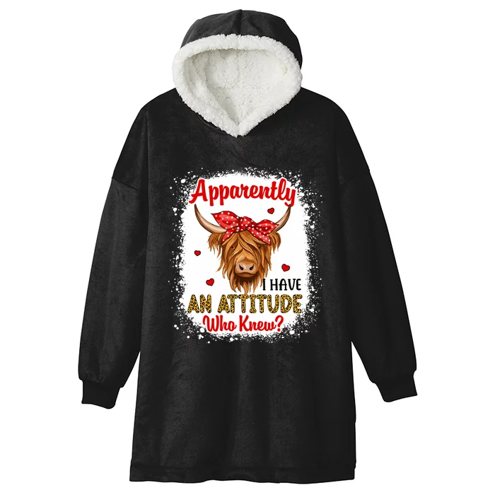 Bleached Highland Cow Apparently I Have An Attitude Who Knew Hooded Wearable Blanket