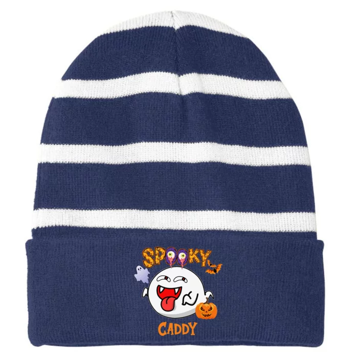 Boo Halloween Costume Spooky Caddy Striped Beanie with Solid Band