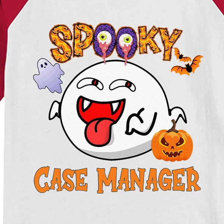 Boo Halloween Costume Spooky Case Manager Kids Colorblock Raglan Jersey