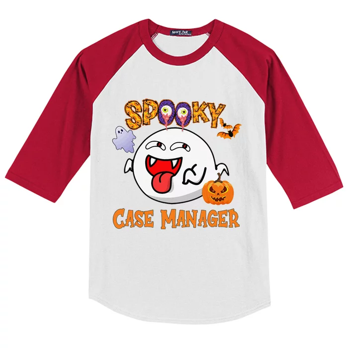 Boo Halloween Costume Spooky Case Manager Kids Colorblock Raglan Jersey