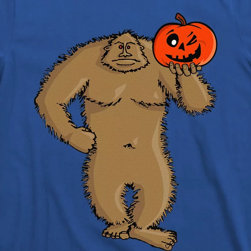 Bigfoot Halloween Cartoon Sasquatch With Pumpkin 0066 T-Shirt