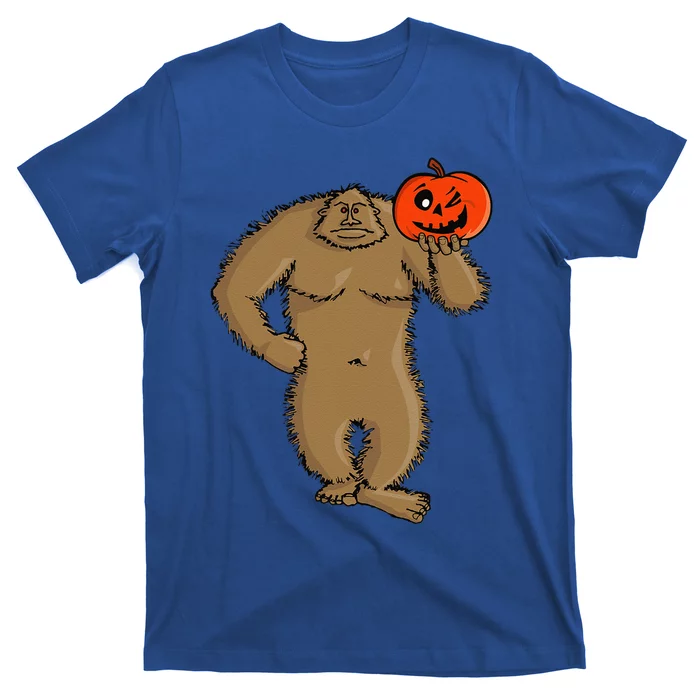 Bigfoot Halloween Cartoon Sasquatch With Pumpkin 0066 T-Shirt