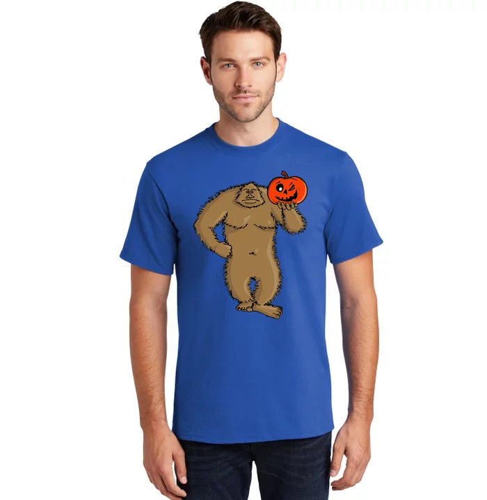 Bigfoot Halloween Cartoon Sasquatch With Pumpkin 0066 Tall T-Shirt