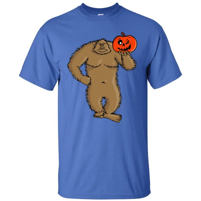 Bigfoot Halloween Cartoon Sasquatch With Pumpkin 0066 Tall T-Shirt