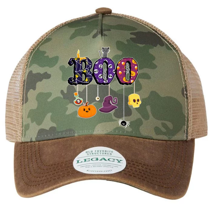 Boo Halloween Costume Spiders Ghosts Pumkin & Witch Hat Legacy Tie Dye Trucker Hat