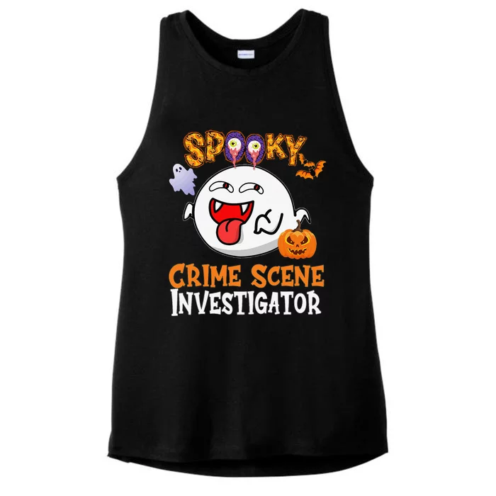 Boo Halloween Costume Spooky Crime Scene Investigator Ladies Tri-Blend Wicking Tank