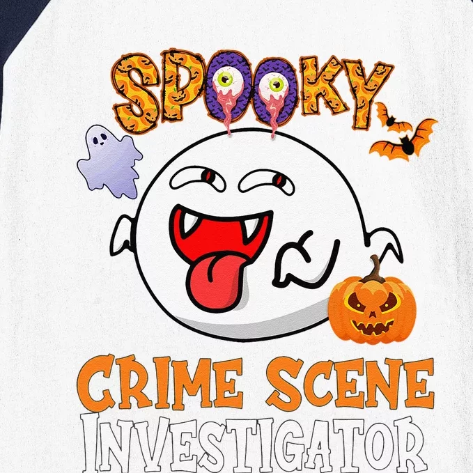 Boo Halloween Costume Spooky Crime Scene Investigator Baseball Sleeve Shirt