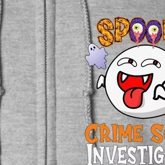 Boo Halloween Costume Spooky Crime Scene Investigator Full Zip Hoodie