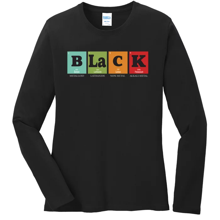 Black History Chemstry Prime Element Ladies Long Sleeve Shirt