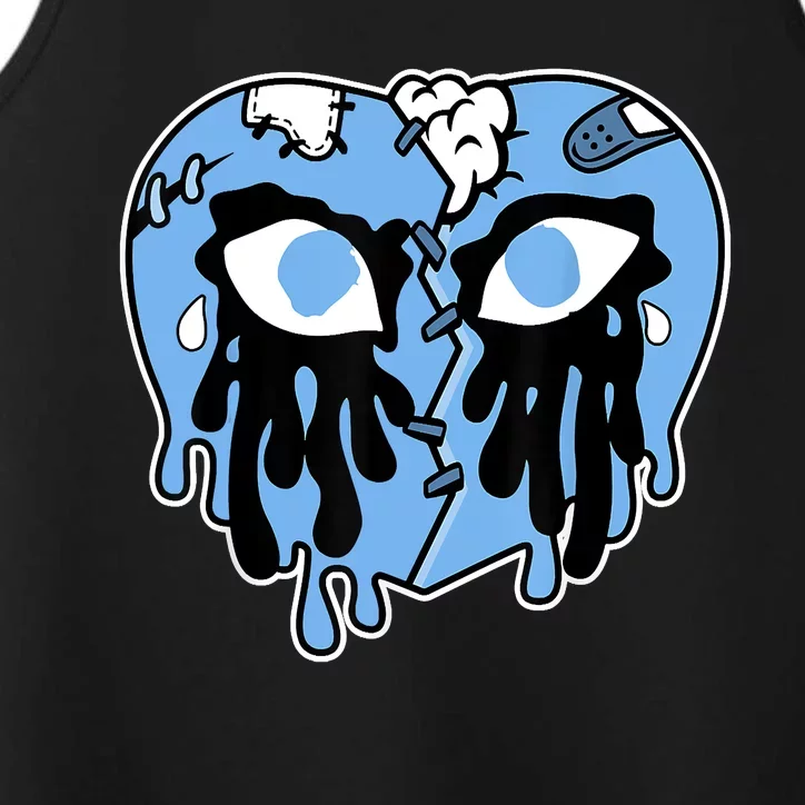 Broken Heart Crying Drip University Blue 1s Matching Performance Tank