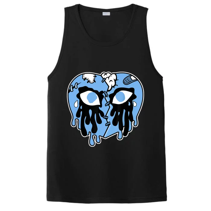 Broken Heart Crying Drip University Blue 1s Matching Performance Tank