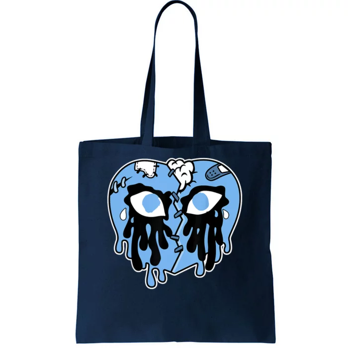 Broken Heart Crying Drip University Blue 1s Matching Tote Bag