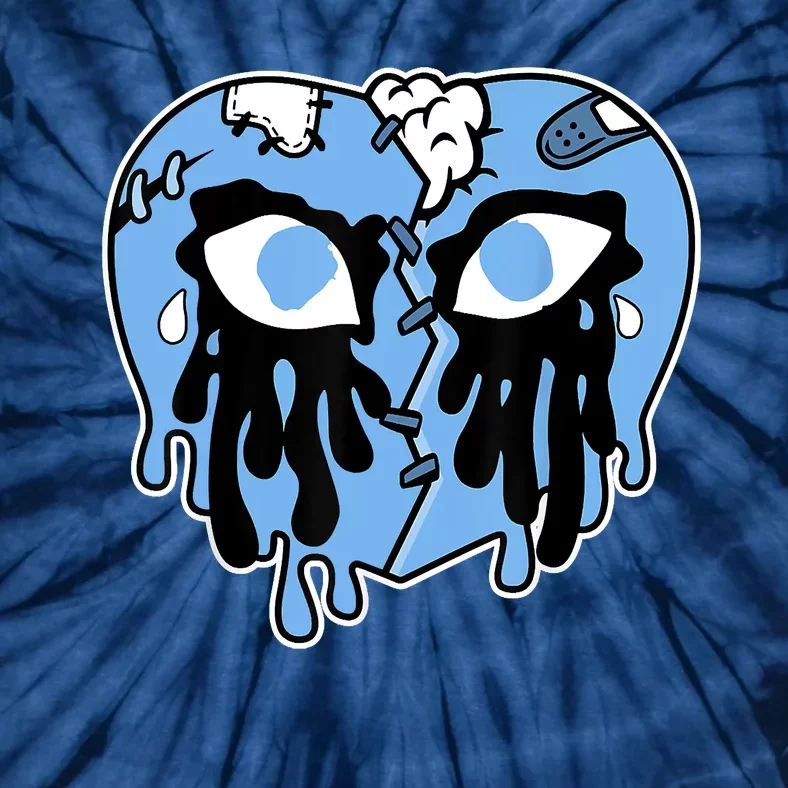 Broken Heart Crying Drip University Blue 1s Matching Tie-Dye T-Shirt