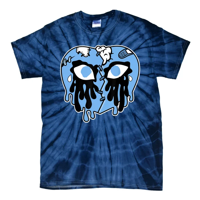 Broken Heart Crying Drip University Blue 1s Matching Tie-Dye T-Shirt