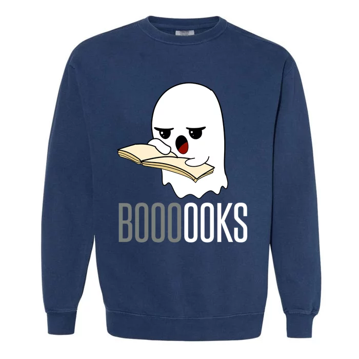 Booooks Halloween Cute Ghost Reading Books Cool Gift Garment-Dyed Sweatshirt