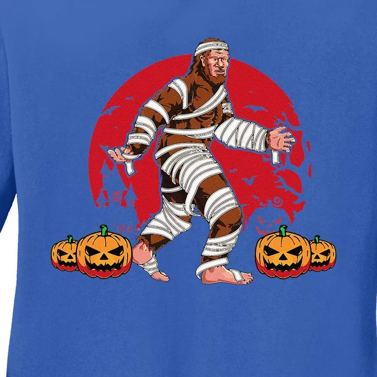 Bigfoot Halloween Costume Idea Sasquatch Mummy Spooky Yeti Ladies Long Sleeve Shirt