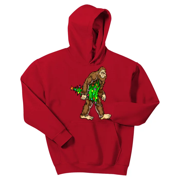 Bigfoot Hunter Christmas Tree Funny Kids Hoodie