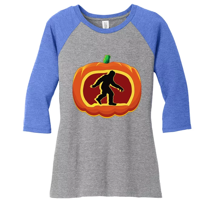 Bigfoot Halloween Costume Idea Sasquatch Pumpkin Yeti Gift Women's Tri-Blend 3/4-Sleeve Raglan Shirt